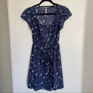Navy Floral Print Dress
